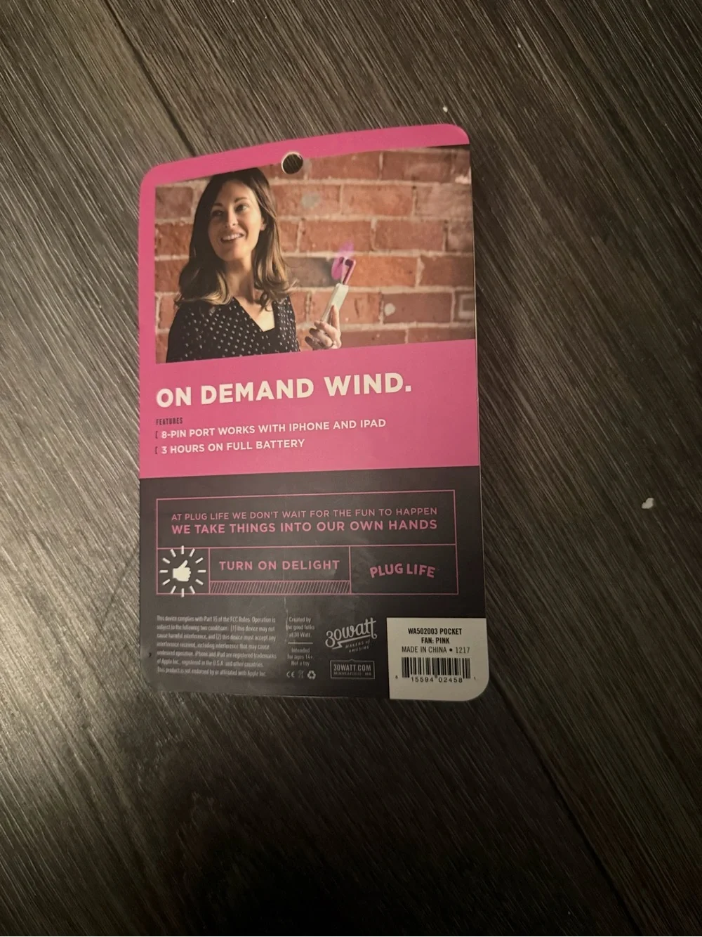 Pocket Fan - Hot Pink - Works with iPhone & iPad